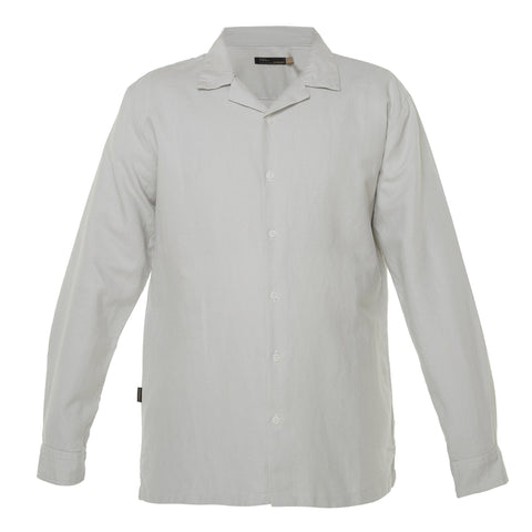 Mulhouse Linen White Camp Collar Shirt LS