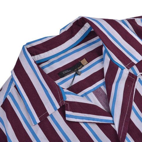 Ezra Stripes Bowling Shirt Maroon Blue