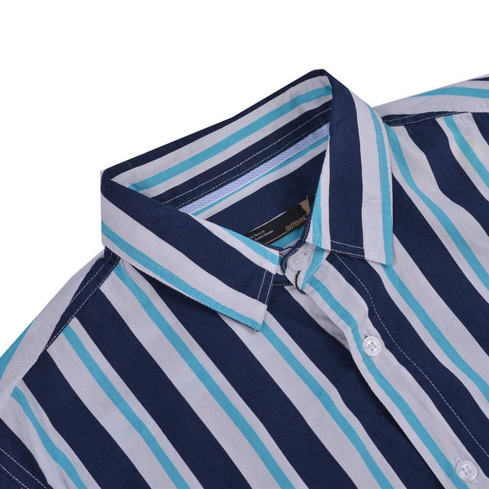  Andy Stripes Shirt Navy Green LS